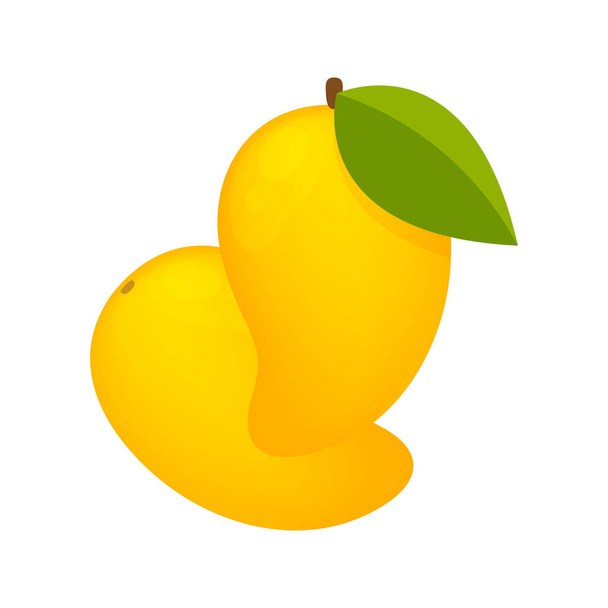 Beyaz arka planda izole edilmiş mango meyvesi, klipsli sanat için sarı mango karikatürü, ikon için illüstrasyon mangosu. - Vektör, Görsel