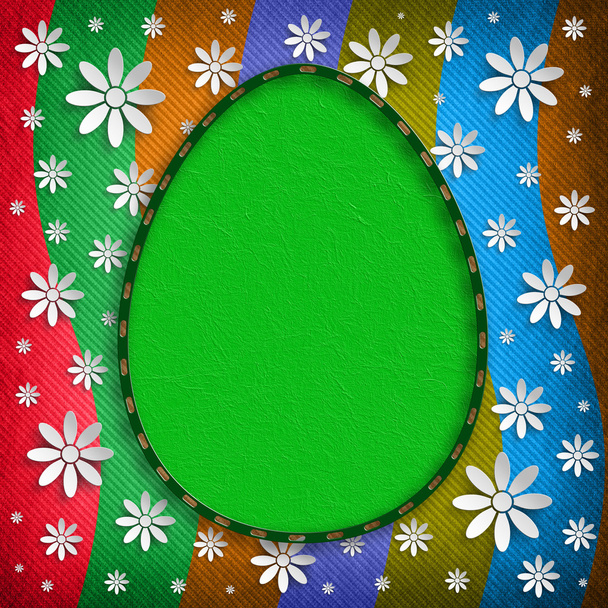 Green Easter egg on colored background - Фото, зображення