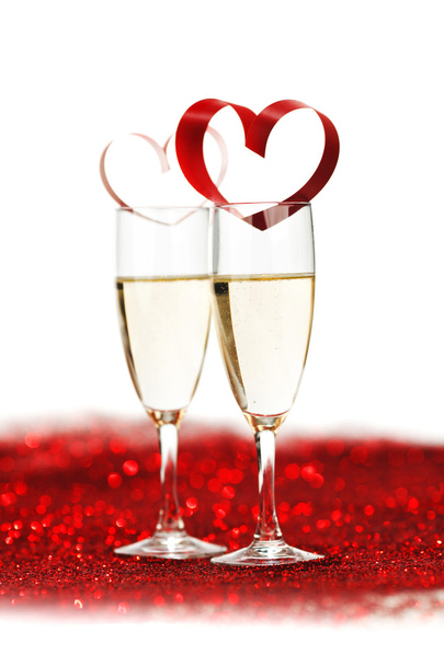 Champagne and valentines day decoration - Фото, зображення