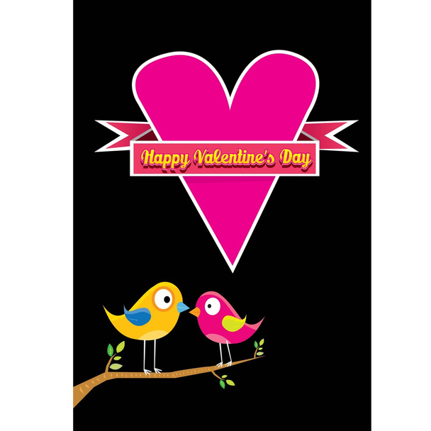 美しいバレンタイン カードのカップルの鳥と - ベクター画像