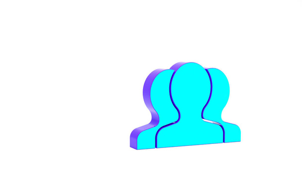 Türkiz Felhasználók csoport ikon elszigetelt fehér alapon. Emberek csoportja ikon. Üzleti avatar szimbólum - felhasználói profil ikon. Minimalizmus koncepció. 3d illusztráció 3D render - Fotó, kép