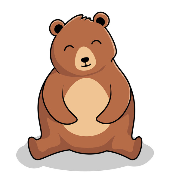 Ours dessin animé mignon miel ours assis - Vecteur, image