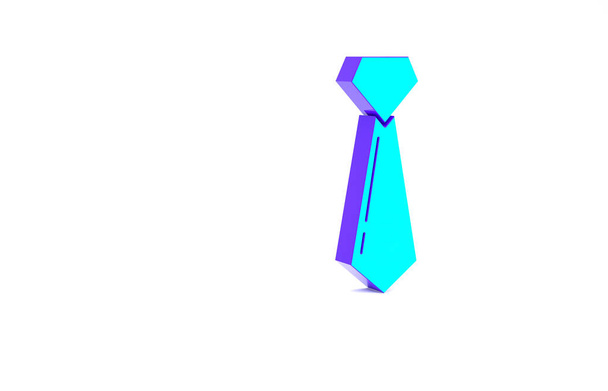 Icône cravate turquoise isolée sur fond blanc. Cravate et cravate symbole. Concept de minimalisme. Illustration 3D rendu 3D - Photo, image