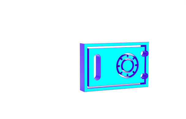 Icono de Turquoise Safe aislado sobre fondo blanco. La puerta caja fuerte una bóveda del banco con una cerradura combinada. Protección de datos fiable. Concepto minimalista. 3D ilustración 3D render - Foto, Imagen