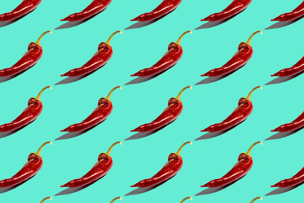 Blue red hot chili pepper pattern wallpaper - 写真・画像