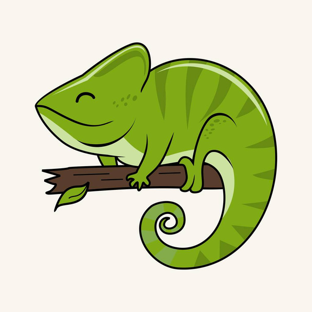 Animales aislados de dibujos animados camaleón
 - Vector, Imagen