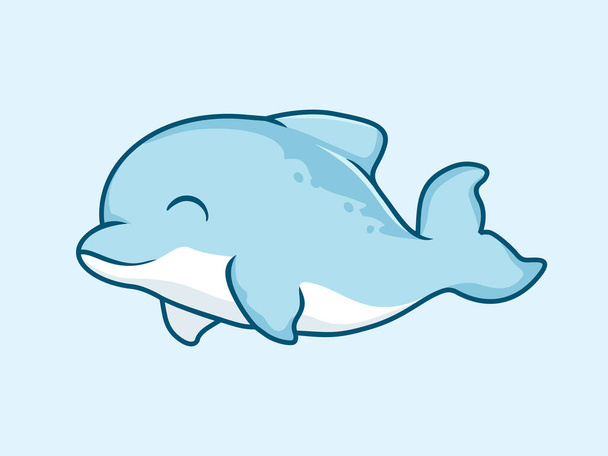 Мультфильм "Дельфин и милая рыба" - Вектор,изображение