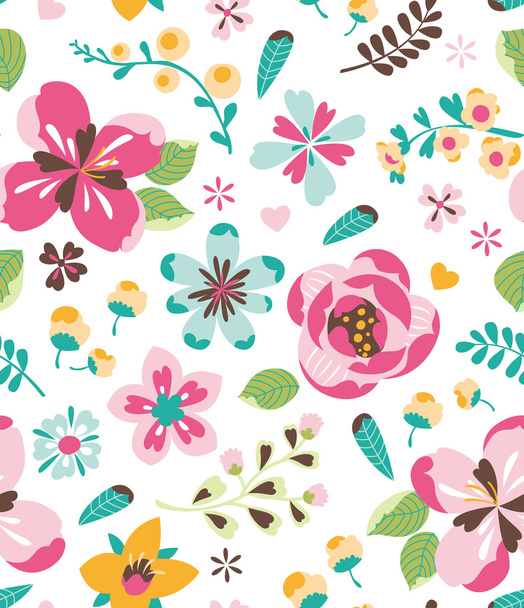 Seamless retro flower vector pattern background - Vecteur, image
