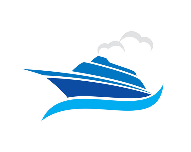 Navio de Cruzeiro Navegando no Oceano Vector
 - Vetor, Imagem