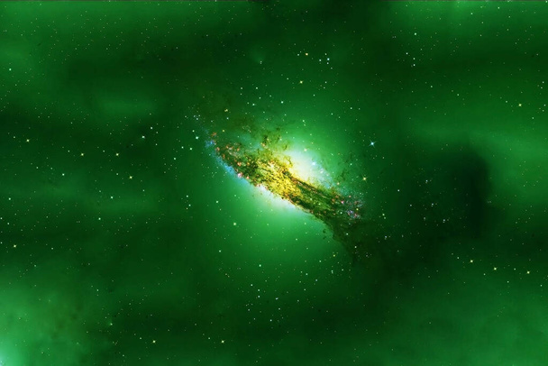 Une galaxie verte inhabituelle. Des éléments de cette image ont été fournis par la NASA. Photo de haute qualité - Photo, image
