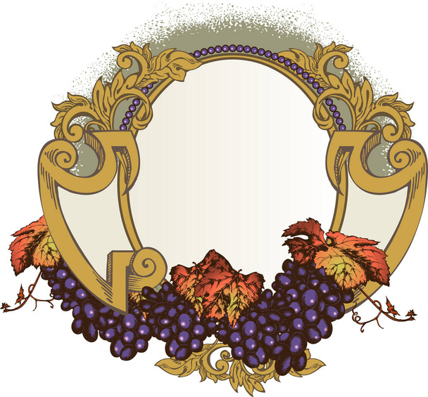 Grapes. Vector illustration of engraving style on white background - Vector, Image