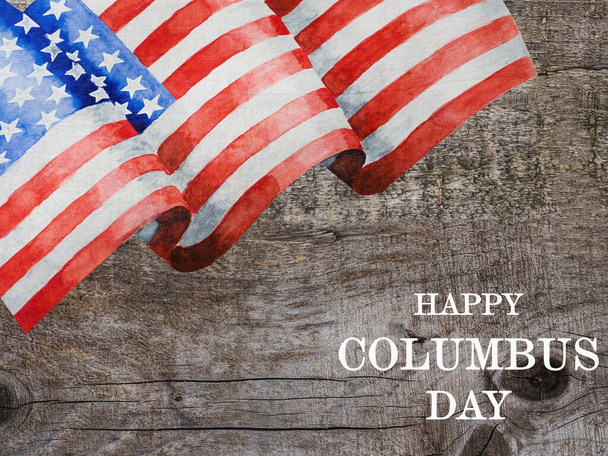 Happy Columbus Day. Beautiful greeting card. Close-up, view from above. National holiday concept. Congratulations for family, relatives, friends and colleagues - Φωτογραφία, εικόνα