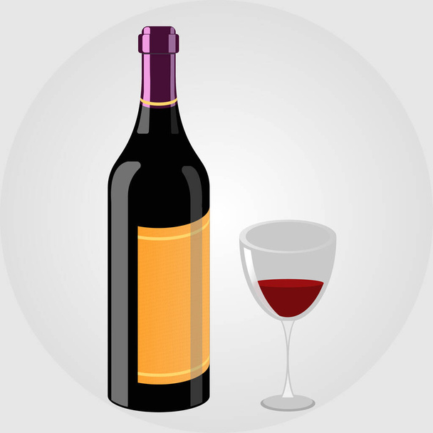 Renkli şarap şişesi ve cam taşıyıcı - Vektör, Görsel