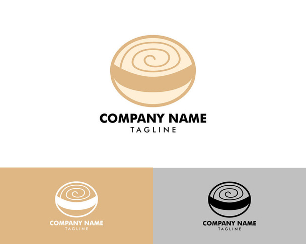 Logo illustrazione vettoriale per torta dolce fatta in casa profiterole, pasta frolla con crema pasticcera morbida - Vettoriali, immagini