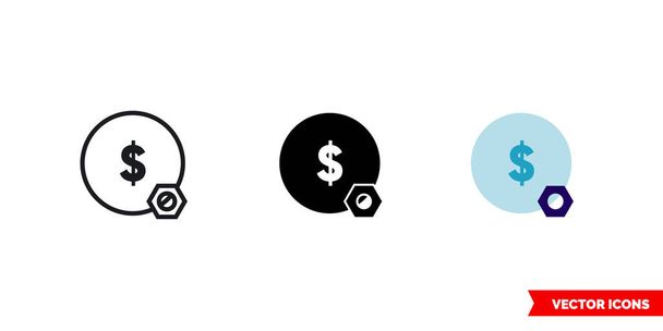 Money bag icon of 3 types. Isolated vector sign symbol. - Vettoriali, immagini