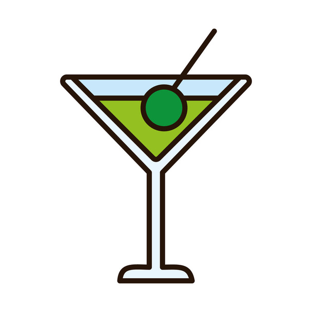 martini cocktail line and fill style icon vector design - Vector, Image