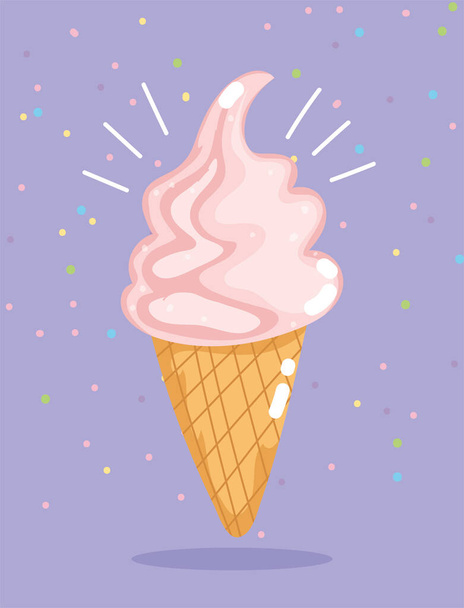 crème glacée cône fast food dessin animé - Vecteur, image