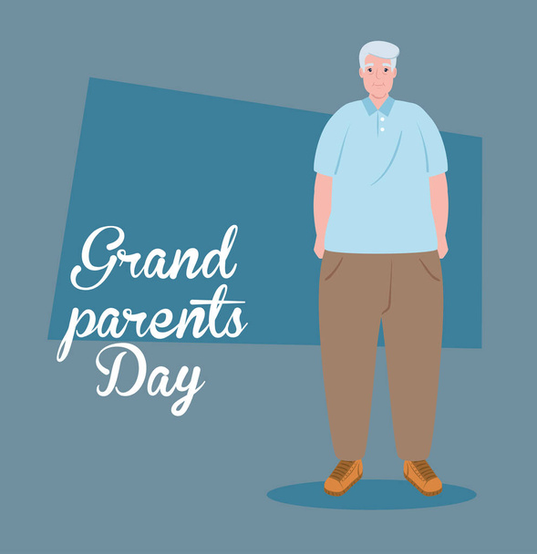 かわいいおじいちゃんと幸せな祖父母の日 - ベクター画像