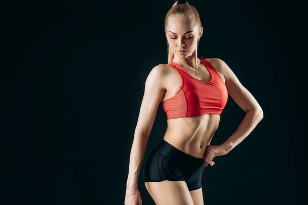 Fitness femal with muscular beautiful ideal body, abdominals - Valokuva, kuva