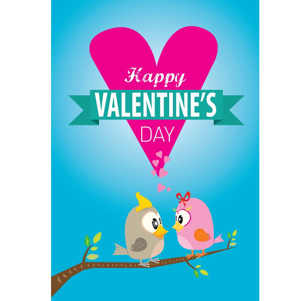 Valentine day beautiful card with couple birds - Vector, Image