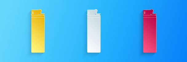 Paper cut Lighter icon isolated on blue background. Paper art style. Vector - Vector, Image