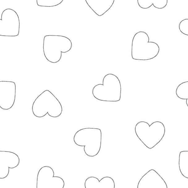 Fondo de ilustración de vector de patrón de corazón sin costura. Colección corazones de arte de línea. Doodle mano dibujado línea amor fondo
 - Vector, imagen