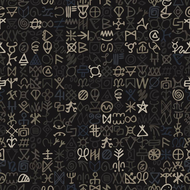 Patrón tribal con símbolos de estilo antiguo fondo de ilustración vintage - Vector, Imagen