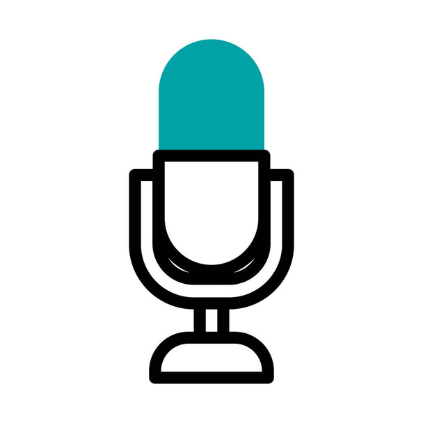 ikona mikrofonu głosowego, pół linii stylu kolorów - Wektor, obraz