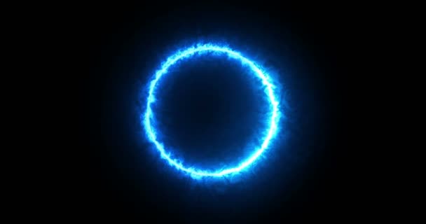 Blauwe vooruitgang laden cirkel balk op een zwarte achtergrond. Animatie van de voortgang laden cirkel balk. - Video