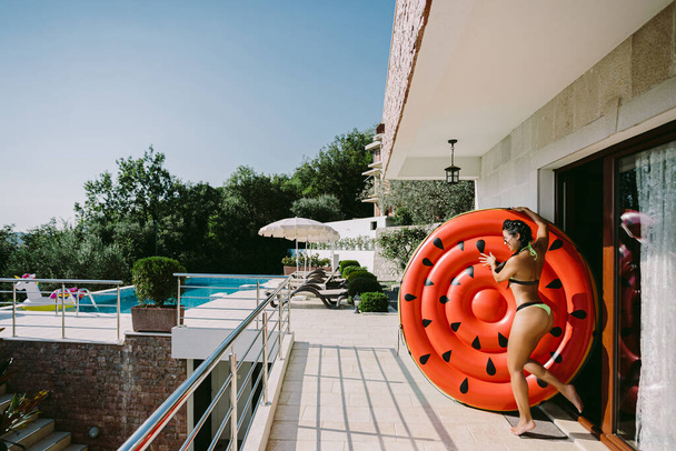 Pool Float woman on summer vacations  - Foto, Imagem
