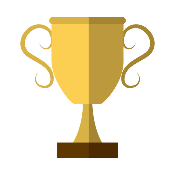 gouden trofee award platte pictogram met schaduw - Vector, afbeelding