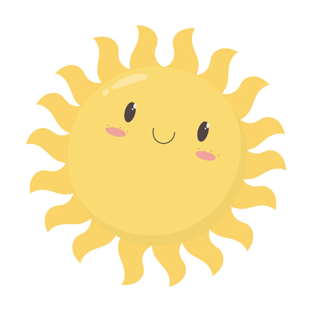 slunce karikatura léto horké klima izolované ikona design bílý pozadí - Vektor, obrázek