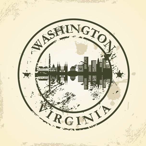 Carimbo de borracha Grunge com Washington, Virginia
 - Vetor, Imagem