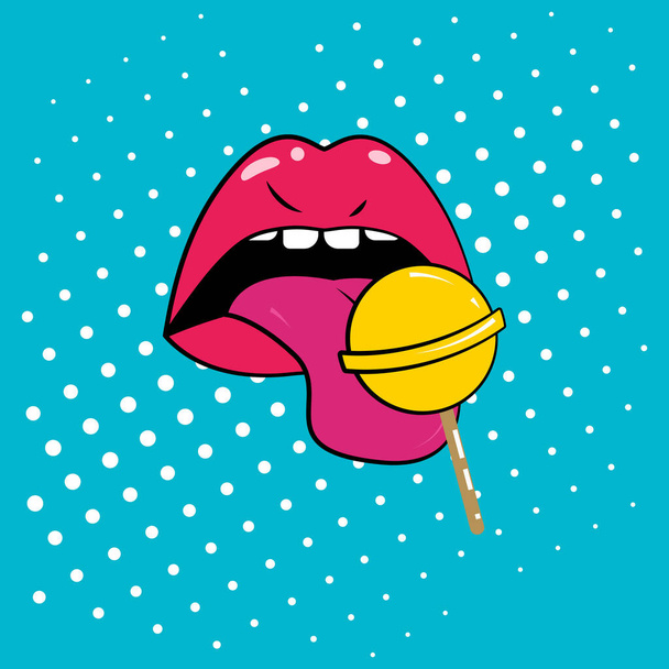 Woman lips pop art - Vector, Image