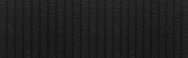 Panorama de mur moderne en pierre noire avec texture rayures et fond sans couture - Photo, image