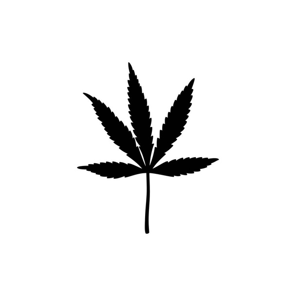 Silhueta preta de uma folha de maconha em um estilo simples. Ilustração vetorial de uma folha de cannabis médica
 - Vetor, Imagem