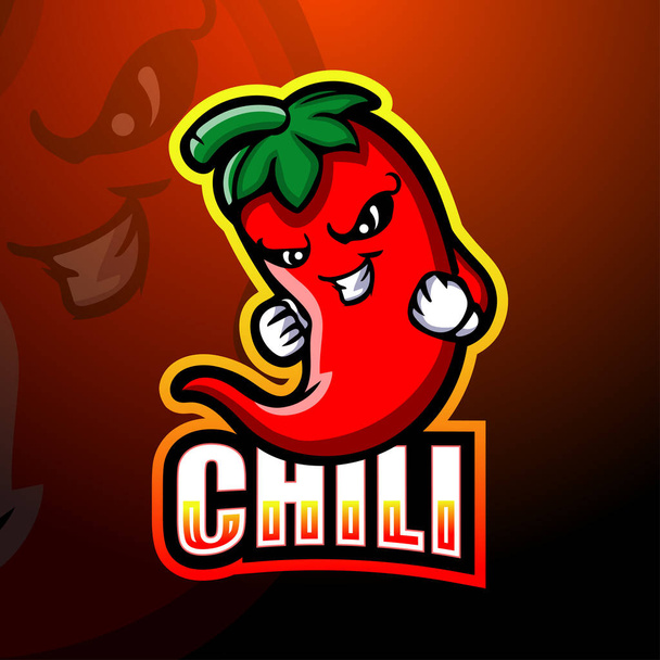 Illustration vectorielle de la mascotte Chili esport logo design - Vecteur, image