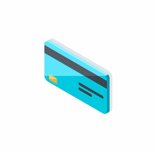 Kredi kartı sol görünümü - Gölge simgesi vektörü izometrik. - Vektör, Görsel