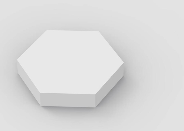 3d biały szary sześciokąt podium minimalne tło studio. Abstrakcyjny 3d geometryczny kształt obiektu ilustracji renderowania. Wyświetlacz kosmetyczny i kosmetyczny. - Zdjęcie, obraz
