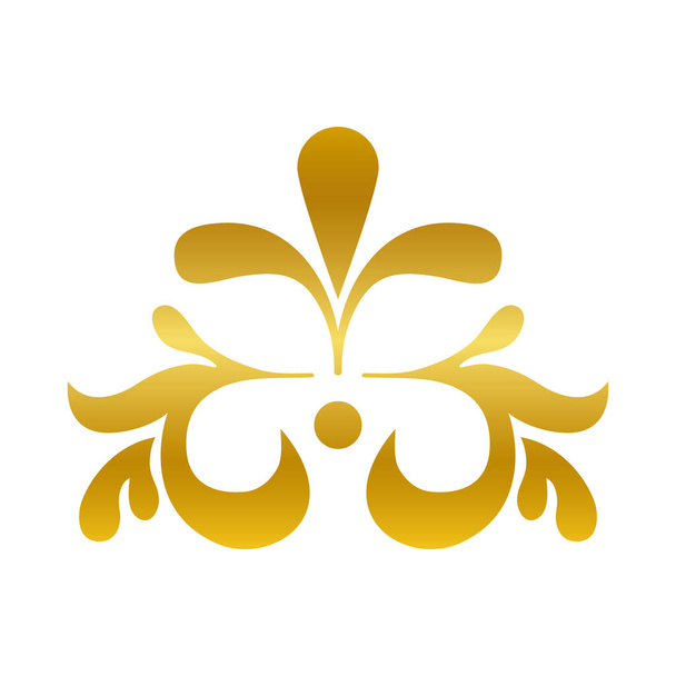 flower ornament with leaves gold gradient style icon vector design - Vector, Image