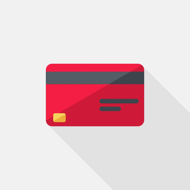 Kredi kartı kırmızı simge vektörü izole edildi. - Vektör, Görsel