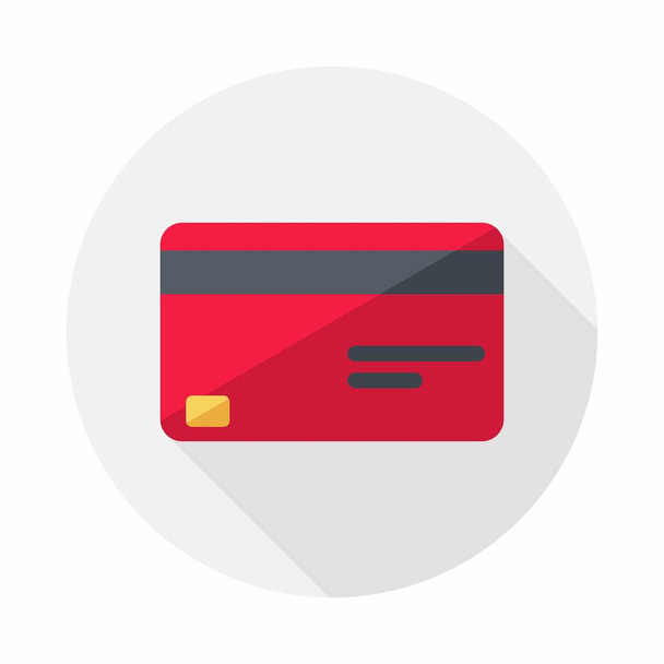 Απομονωμένος φορέας κόκκινου εικονιδίου πιστωτικής κάρτας. - Διάνυσμα, εικόνα