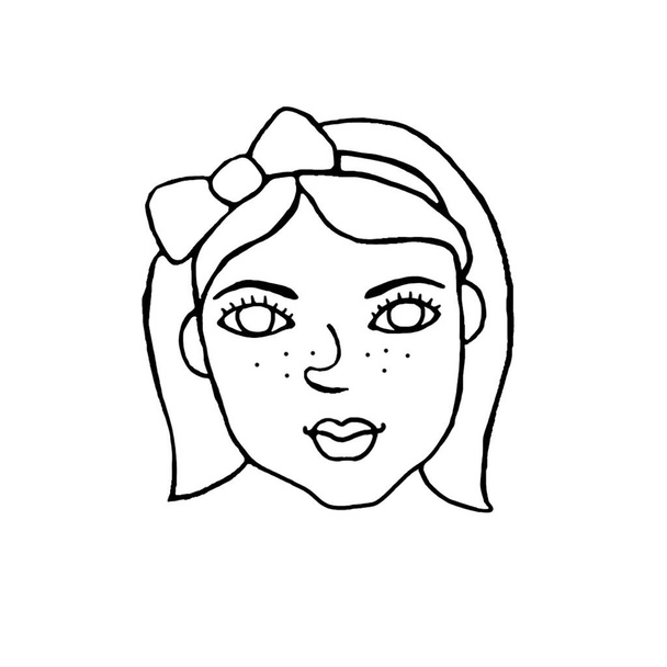 Outline face people. Hand drawn line art illustration. The head of a man, woman, boy, girl in the style of a Doodle, isolated on a white background. Different and beautiful. - Photo, Image