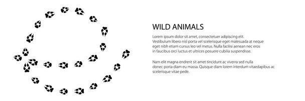 Bandiera di tracce di lupo animale - Vettoriali, immagini