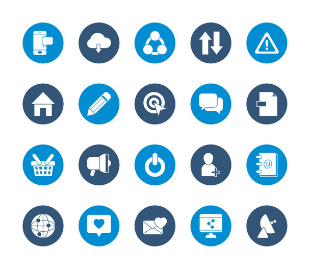 conjunto de iconos de teléfonos inteligentes y redes sociales, estilo bloque - Vector, imagen
