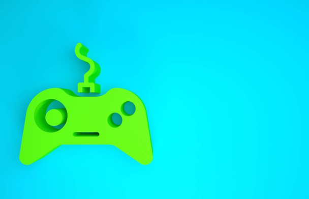 ícone Gamepad verde isolado no fundo azul. Controlador de jogo. Conceito de minimalismo. 3D ilustração 3D render
 - Foto, Imagem