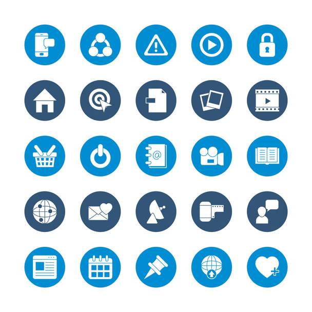 Icon Set von Smartphone und Social Media Konzept, Blockstil - Vektor, Bild