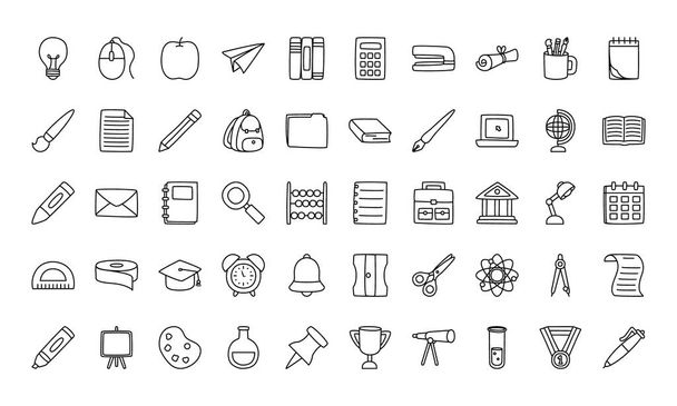 school supplies icon set, line style - Вектор, зображення