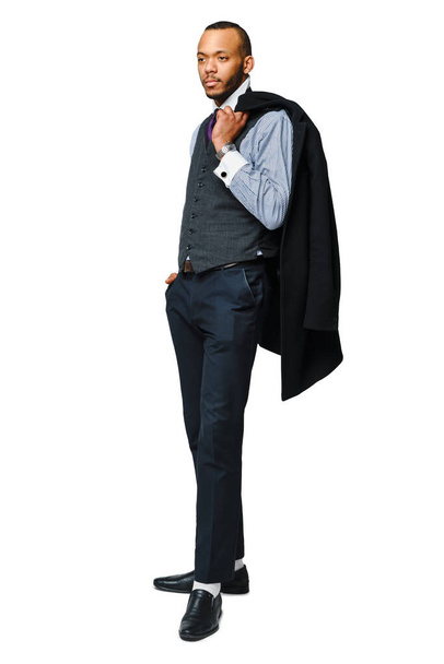 full length studio shot of a african-american businessman wearing coat Isolated on white background - Foto, immagini