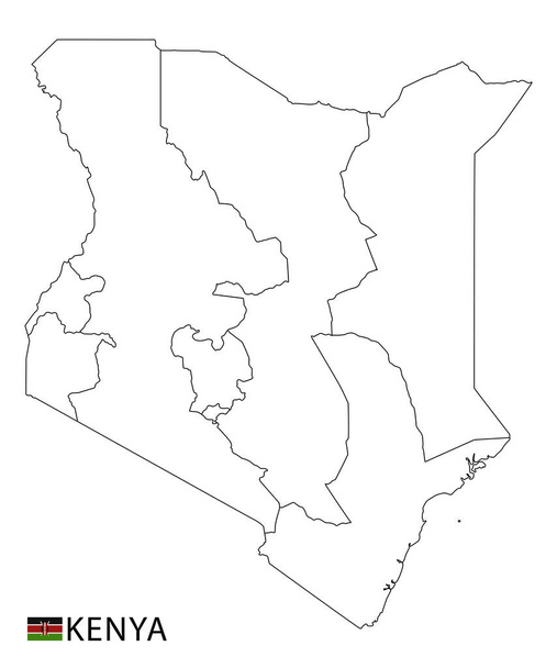 Kenya haritası, ülkenin siyah beyaz ana hatları. Vektör illüstrasyonu - Vektör, Görsel